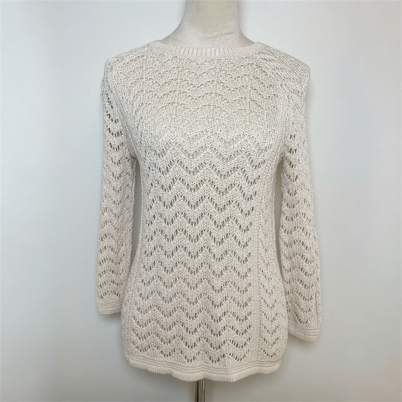 Club Monaco Sweaters - Club Monaco Cream Open Knit Woven Pullover Sweater XS